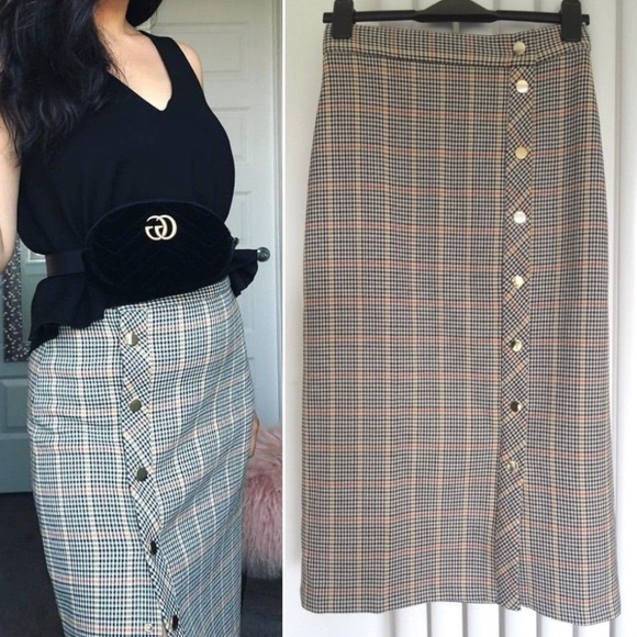 Zara midi checked skirt - Picture 2 of 7